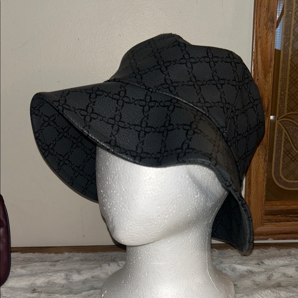 Nine West Vegan‎ Leather Lattice Pattern Bucket Hat